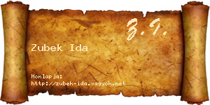 Zubek Ida névjegykártya